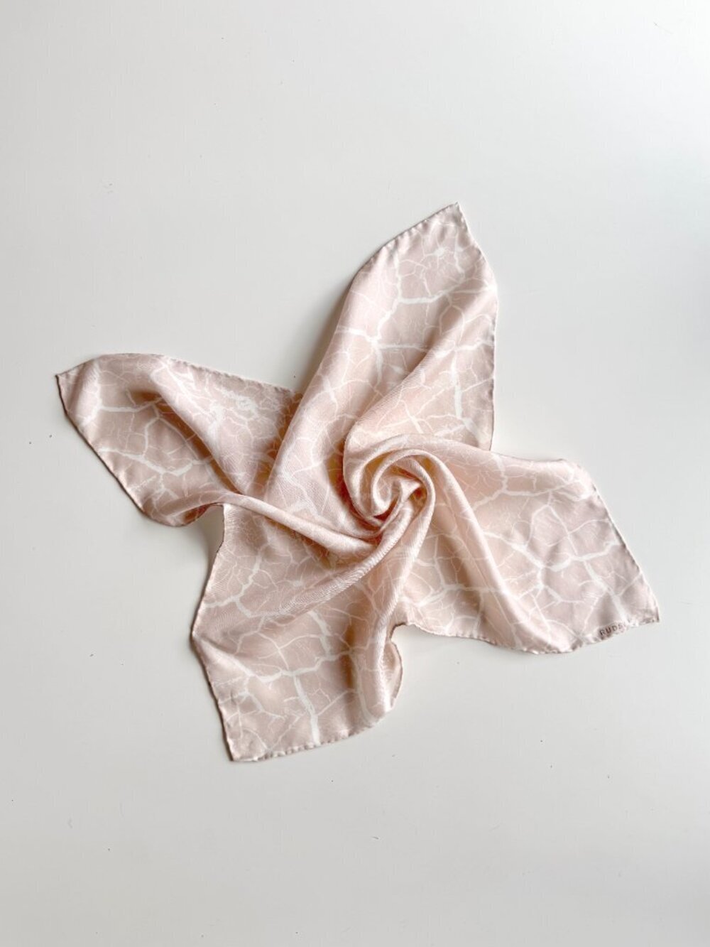 RUDSAK Light Pink White Crackle Print 100% Silk Twill 20" x 20" Square Scarf